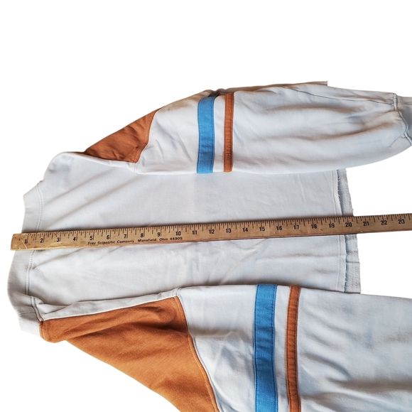 SO Lounge Life Cropped Sweatshirt - Brown, White, and Blue. LG. E0075 - Picture 6 of 8